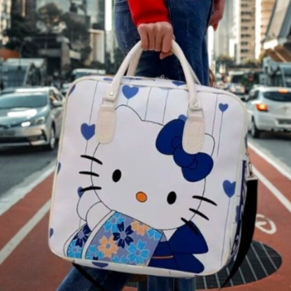 Hello Kitty Handbags - Authentic Sanrio Hello Kitty Double Handle Nylon Travel Tote Bag NEW